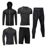 BOOMCOOL Men Workout Clothes Outfit Fitness Apparel Gym Outdoor Running Compression Pants Shirt Top Long Sleeve Jacket Black X-Large